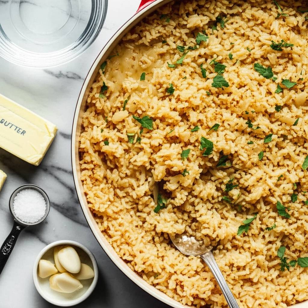 Garlic Butter Rice Casserole