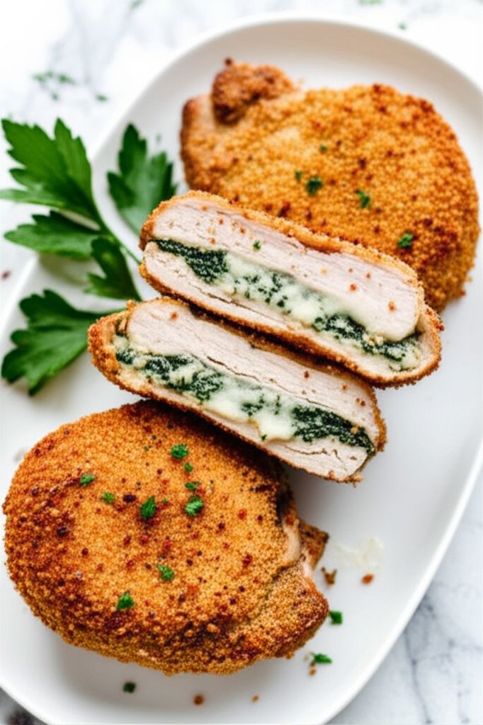 Gouda and Spinach Stuffed Pork Chops