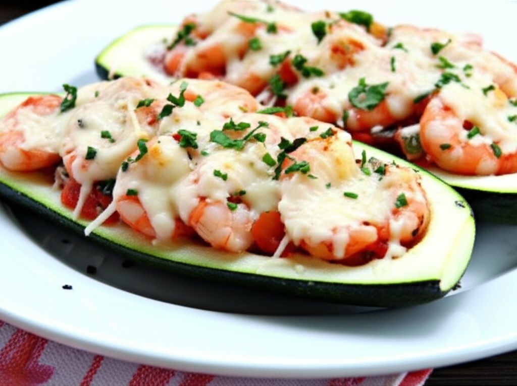 Nat's Shrimp and Veggie Stuffed Zucchini