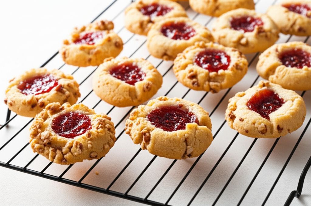 Pecan Raspberry Thumbprint Cookies