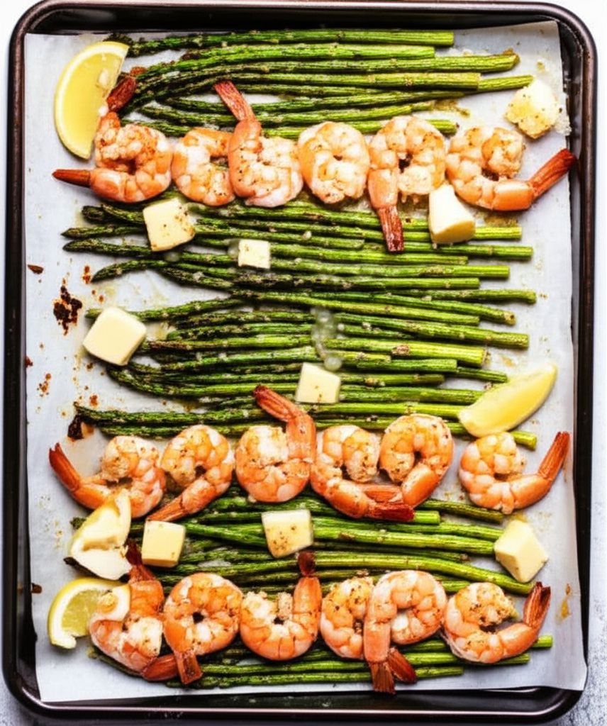 Sheet Pan Lemon Butter Garlic Shrimp with Asparagus