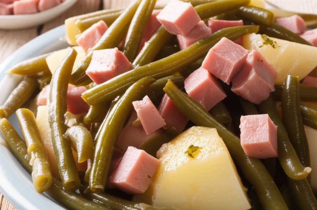 Slow Cooker Green Beans, Ham and Potatoes