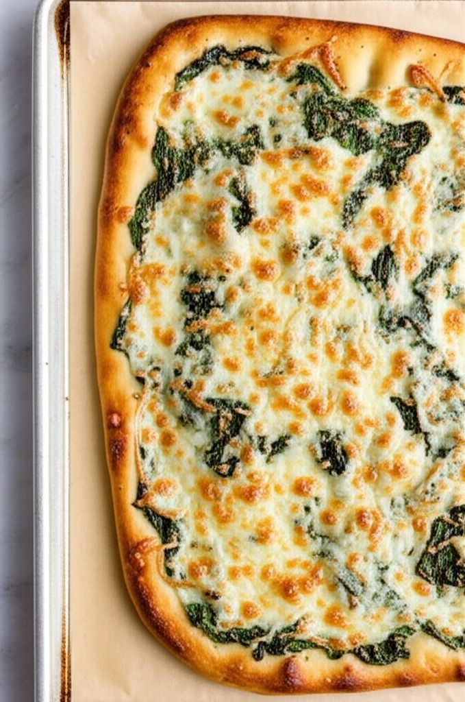 Spinach-Artichoke Garlic Naan Pizza