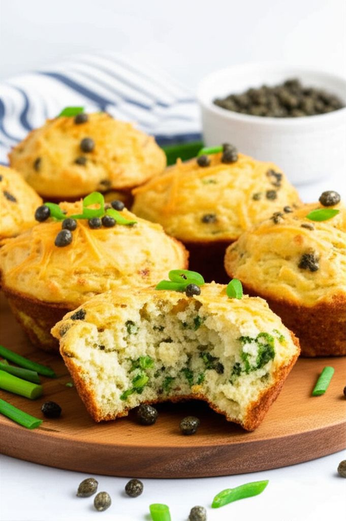 Cheesy Asparagus Caper Muffins