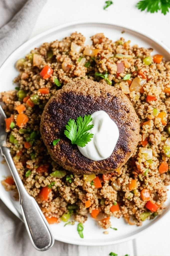 Dirty Quinoa with Venison Burger