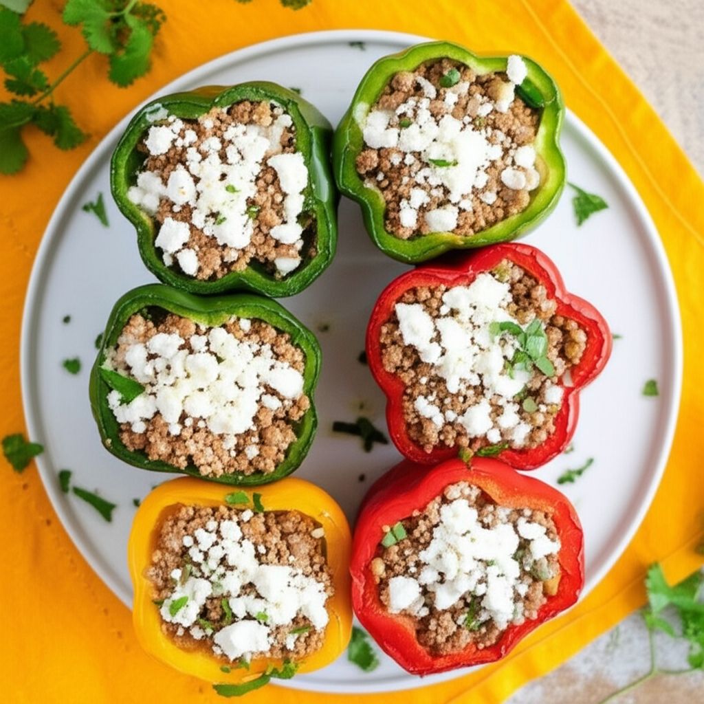 Feta and Turkey Stuffed Green Peppers