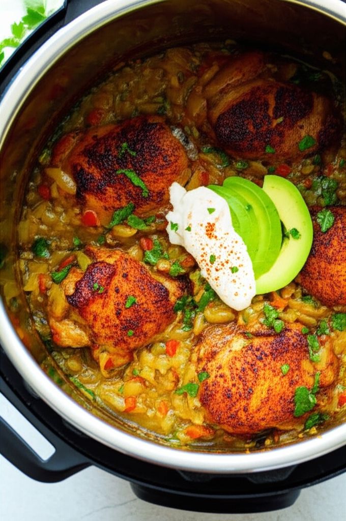 Instant Pot Braised Chicken Thighs and Tomatillos