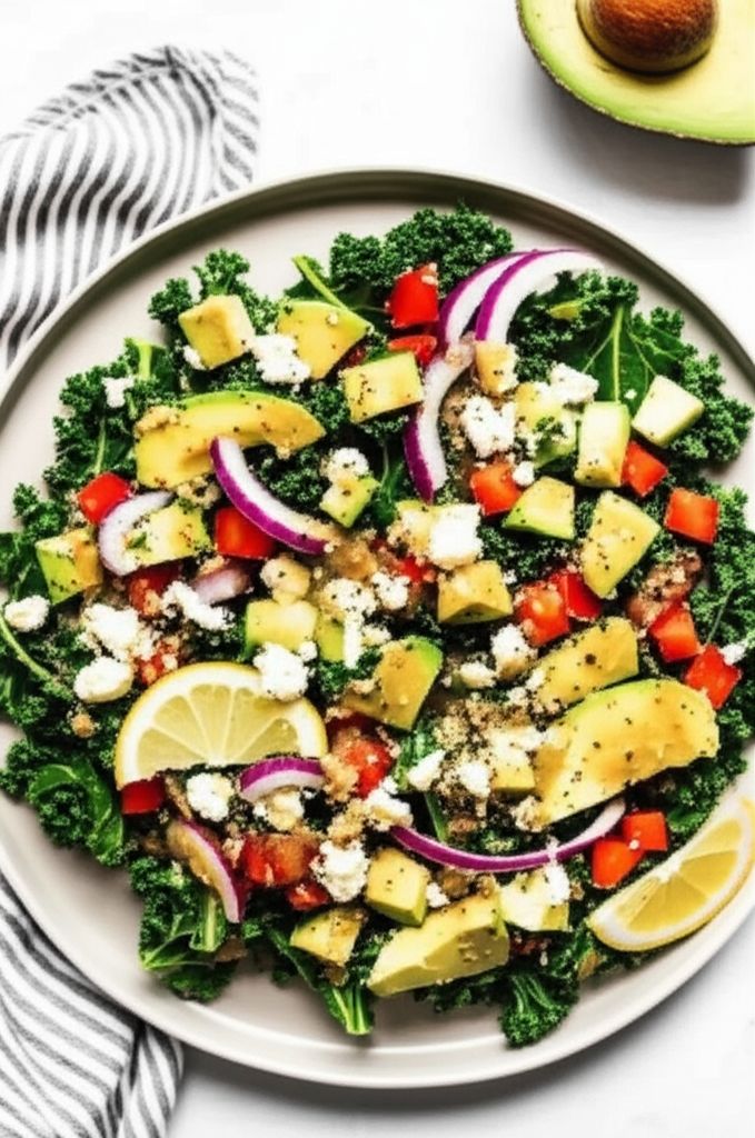 Kale, Quinoa, and Avocado Salad with Lemon Dijon Vinaigrette