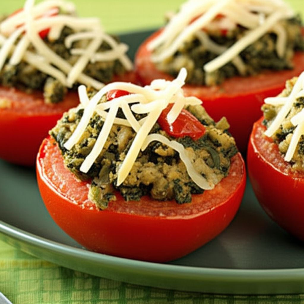 Ms B's Spinach-Topped Tomatoes