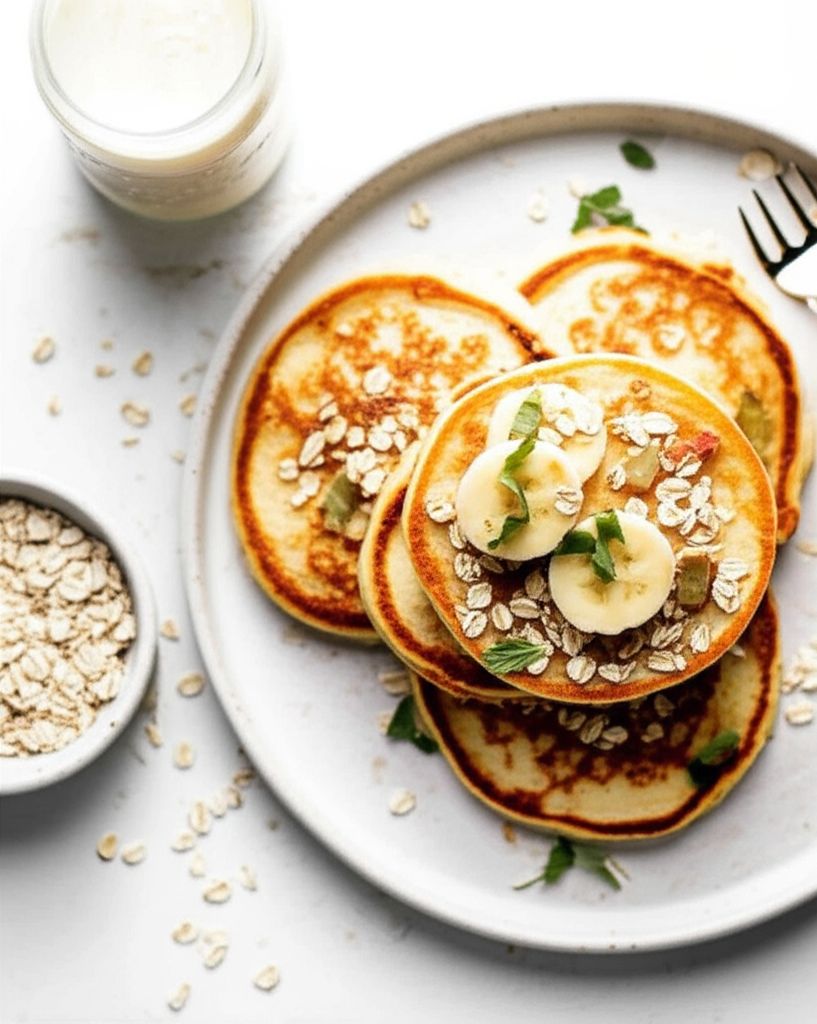Oatmeal Rhubarb Pancakes