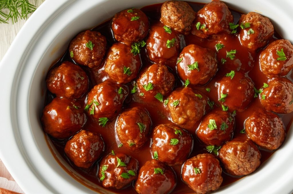 Slow Cooker BBQ Meatballs and Polish Sausage