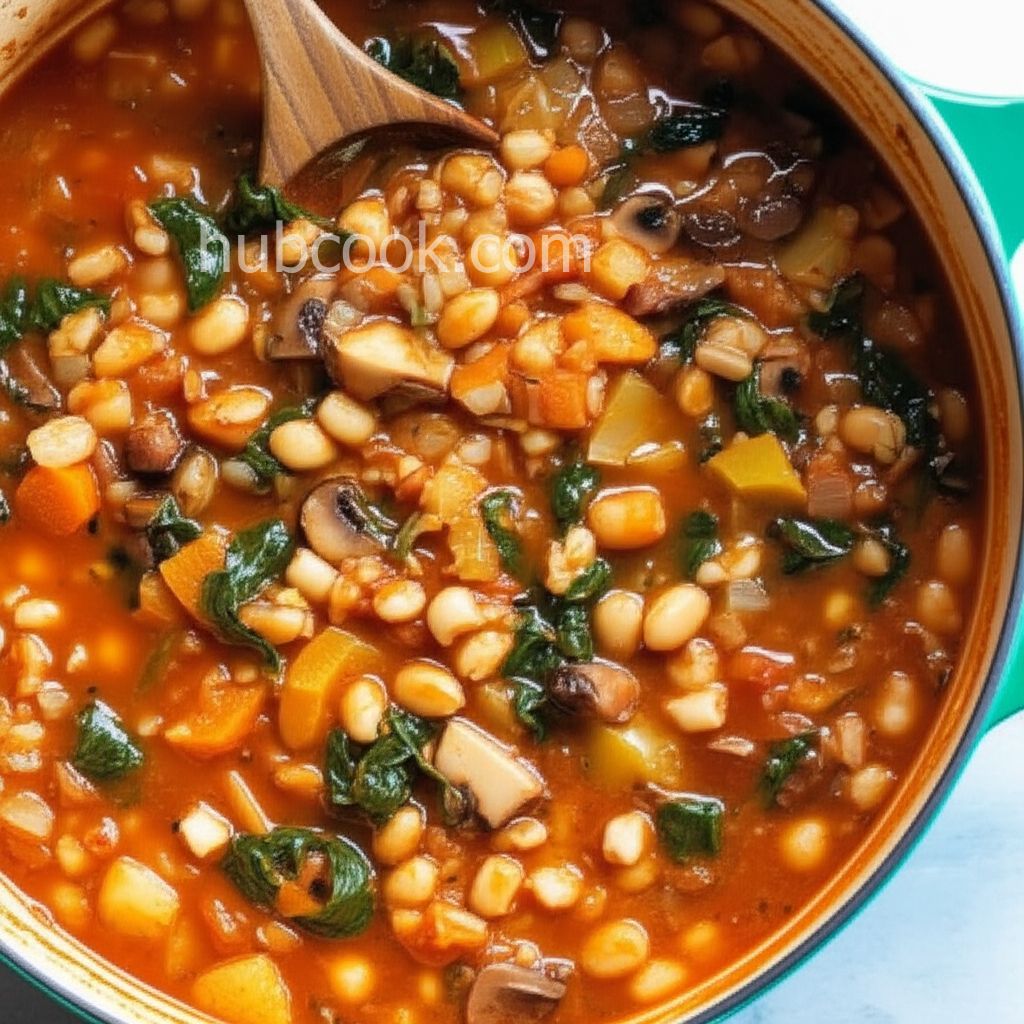 White Bean, Spinach, and Barley Stew