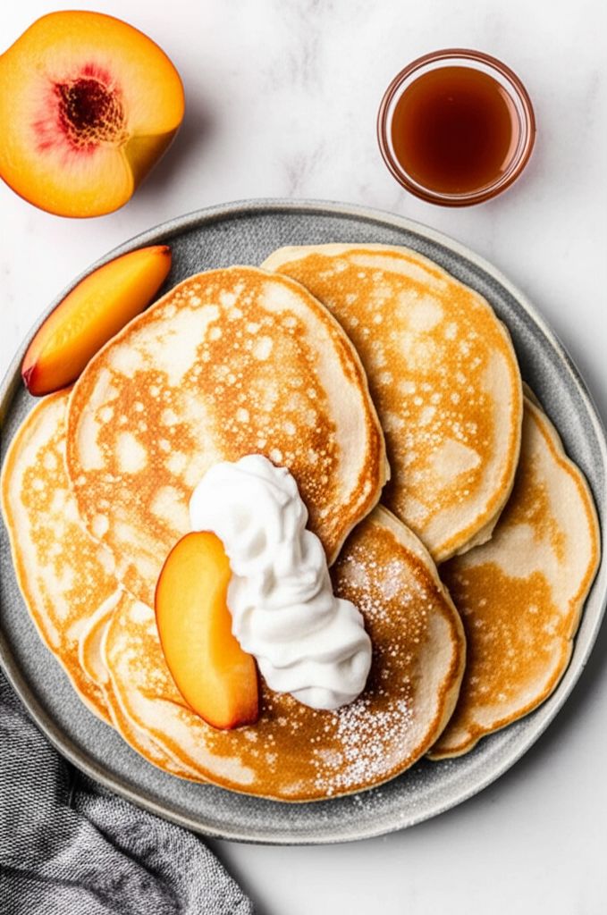 Cinnamon-Peach Cottage Cheese Pancakes