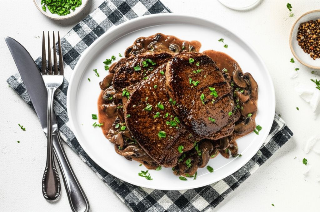 Easy Flat Iron Steak in Wine Sauce