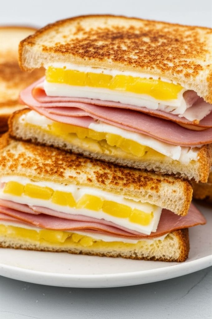 Ham and Pineapple Fried Sandwiches