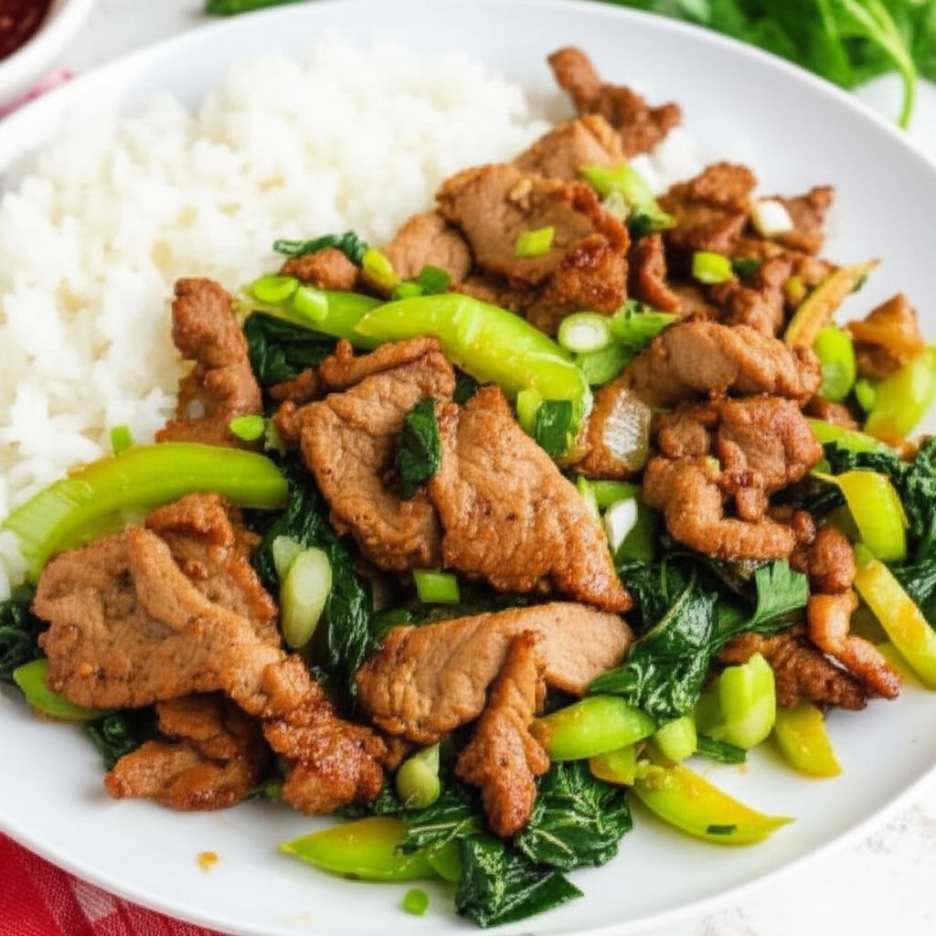 Korean Fried Pork With Stir-Fried Celery