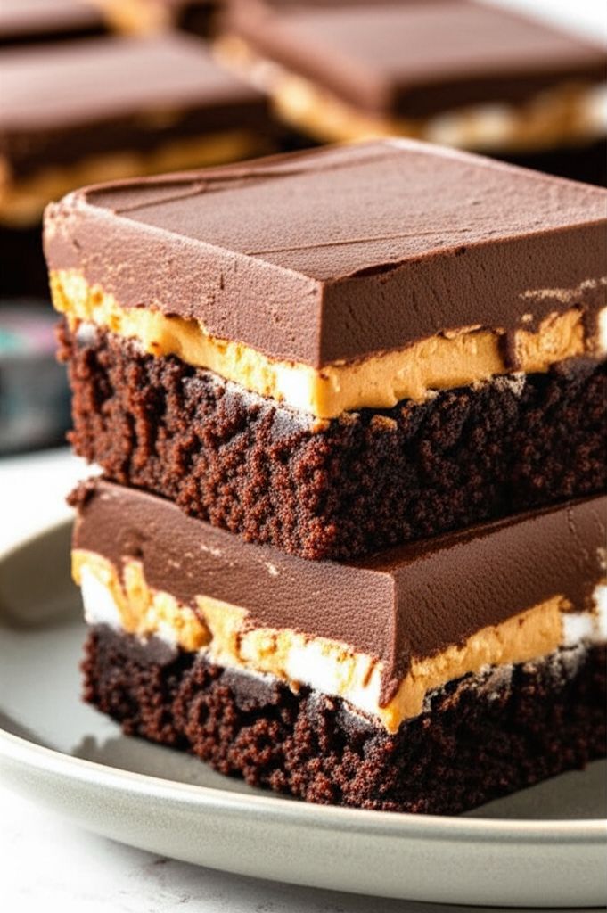Layered Peanut Butter Brownies