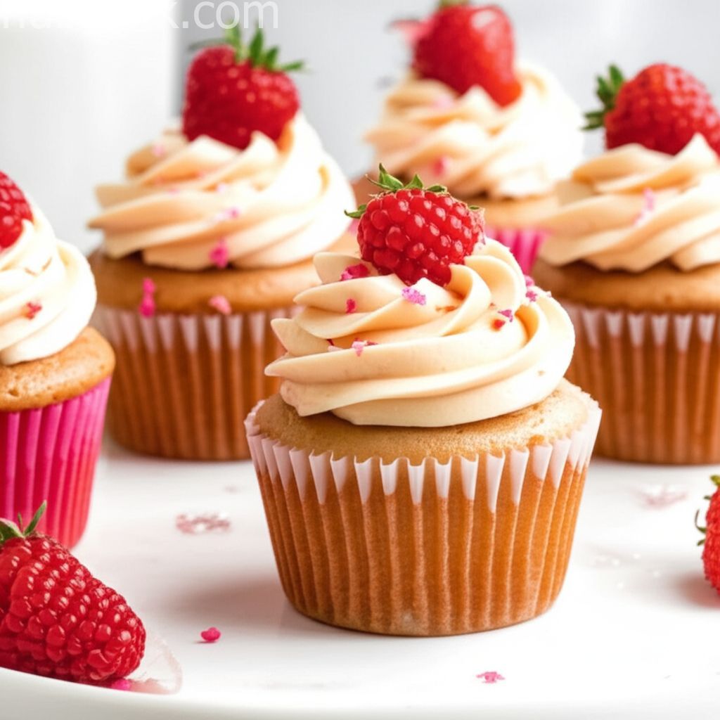 PBJ Cupcakes - Berry Cupcakes with Peanut Butter Frosting