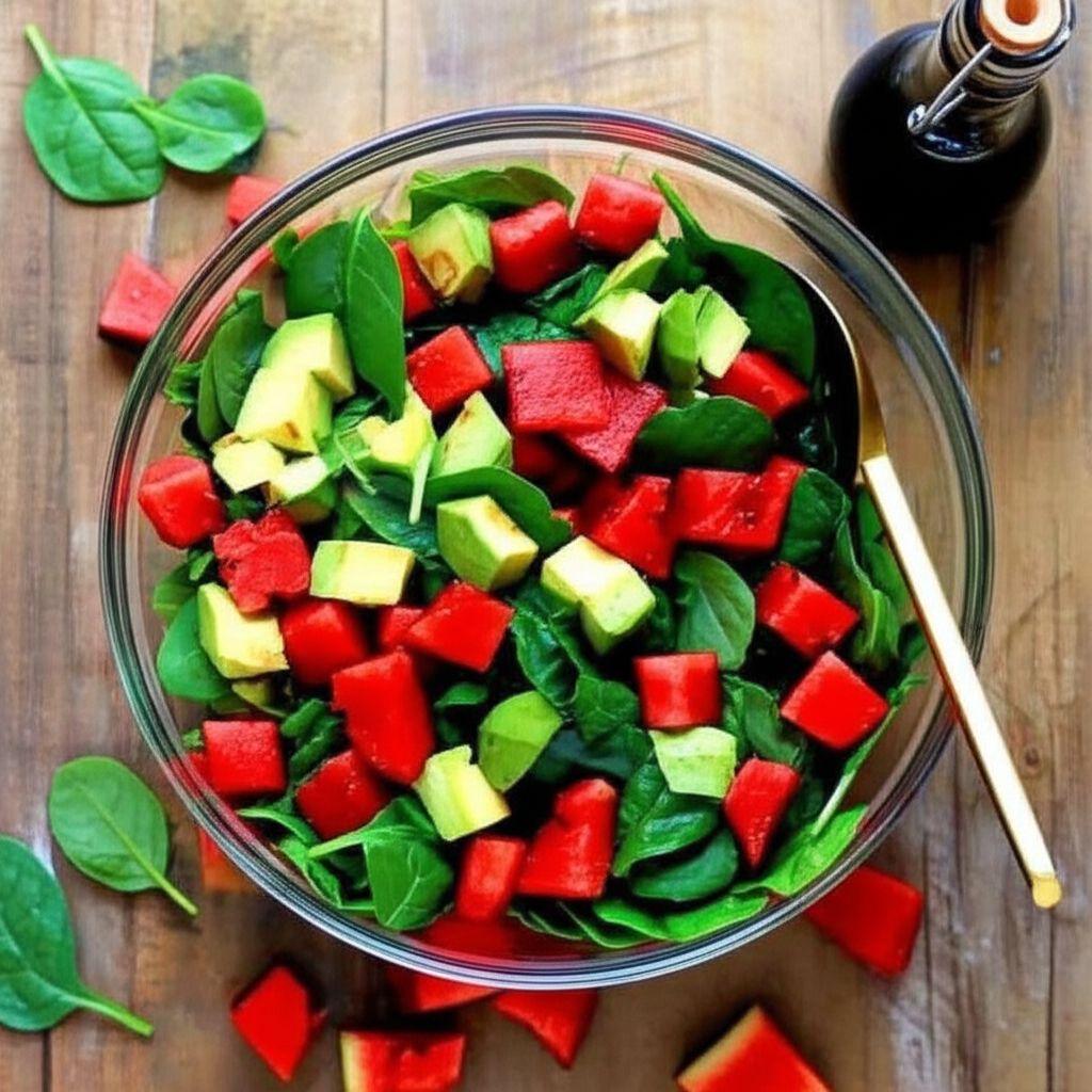 Avocado Watermelon Spinach Salad