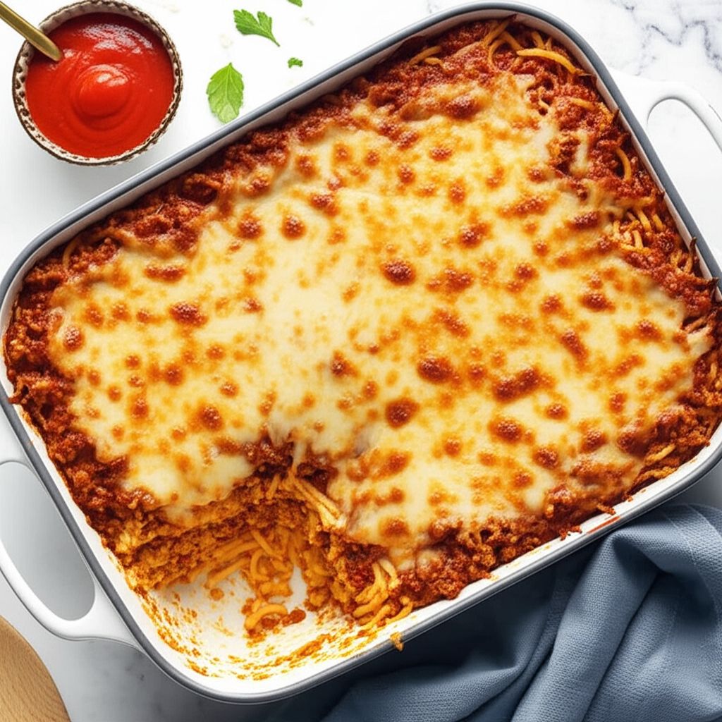Baked Cream Cheese Spaghetti Casserole