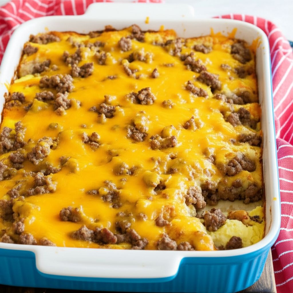 Breakfast Casserole with Biscuits and Gravy