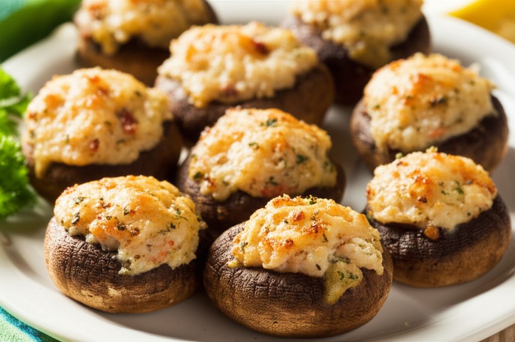 Crab and Lobster Stuffed Mushrooms