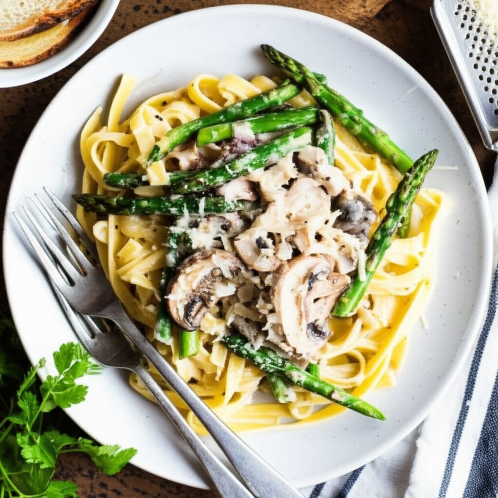 Creamy Asparagus and Mushroom Pasta