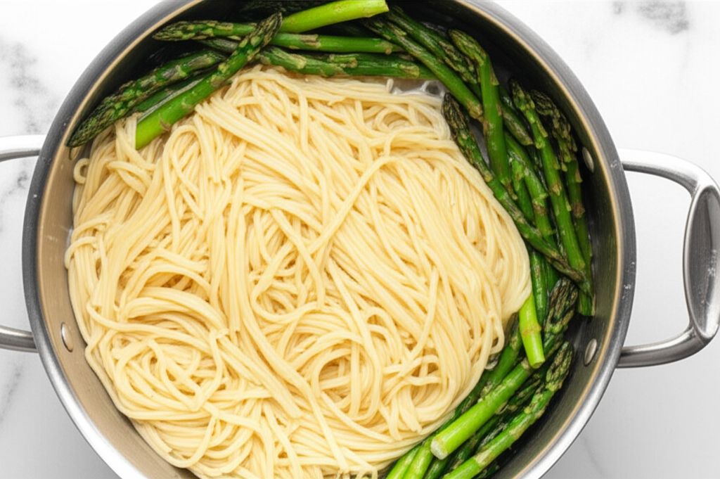 Creamy Ham and Asparagus Fettuccine