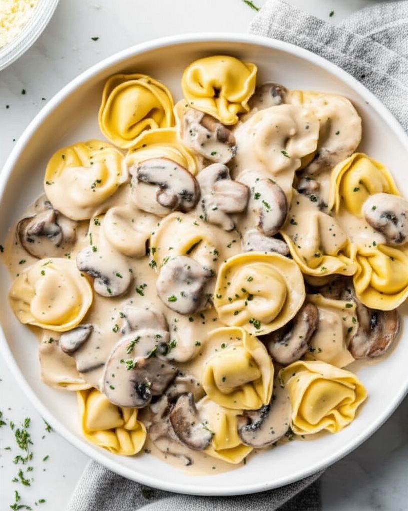 Creamy Mushroom Tortellini Alfredo