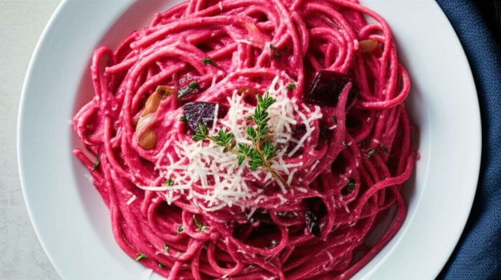 Fettuccine with Creamy Roasted Beet Sauce