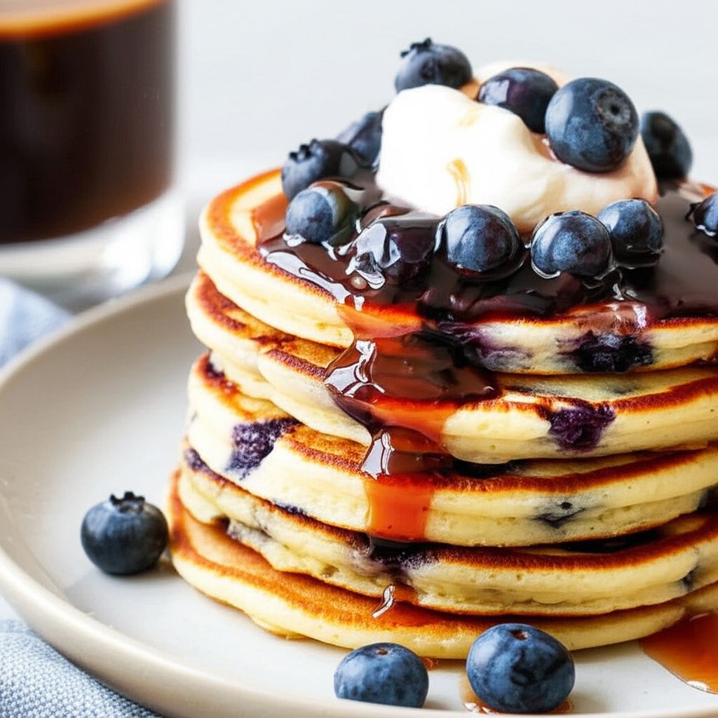 Fluffy Almond Breeze Blueberry Pancakes