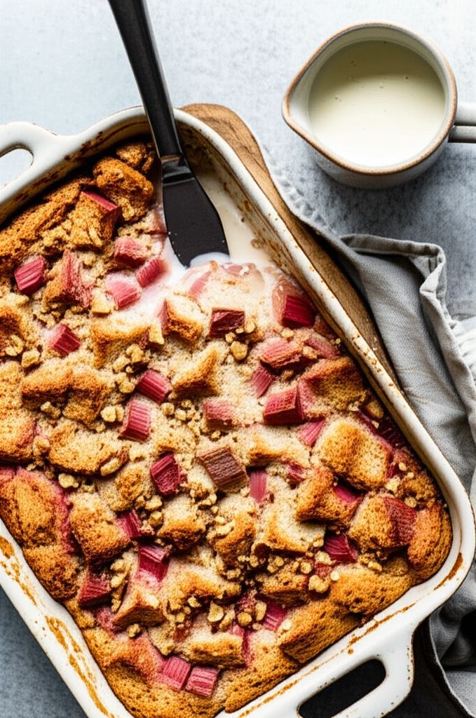Fresh Rhubarb Bread Pudding