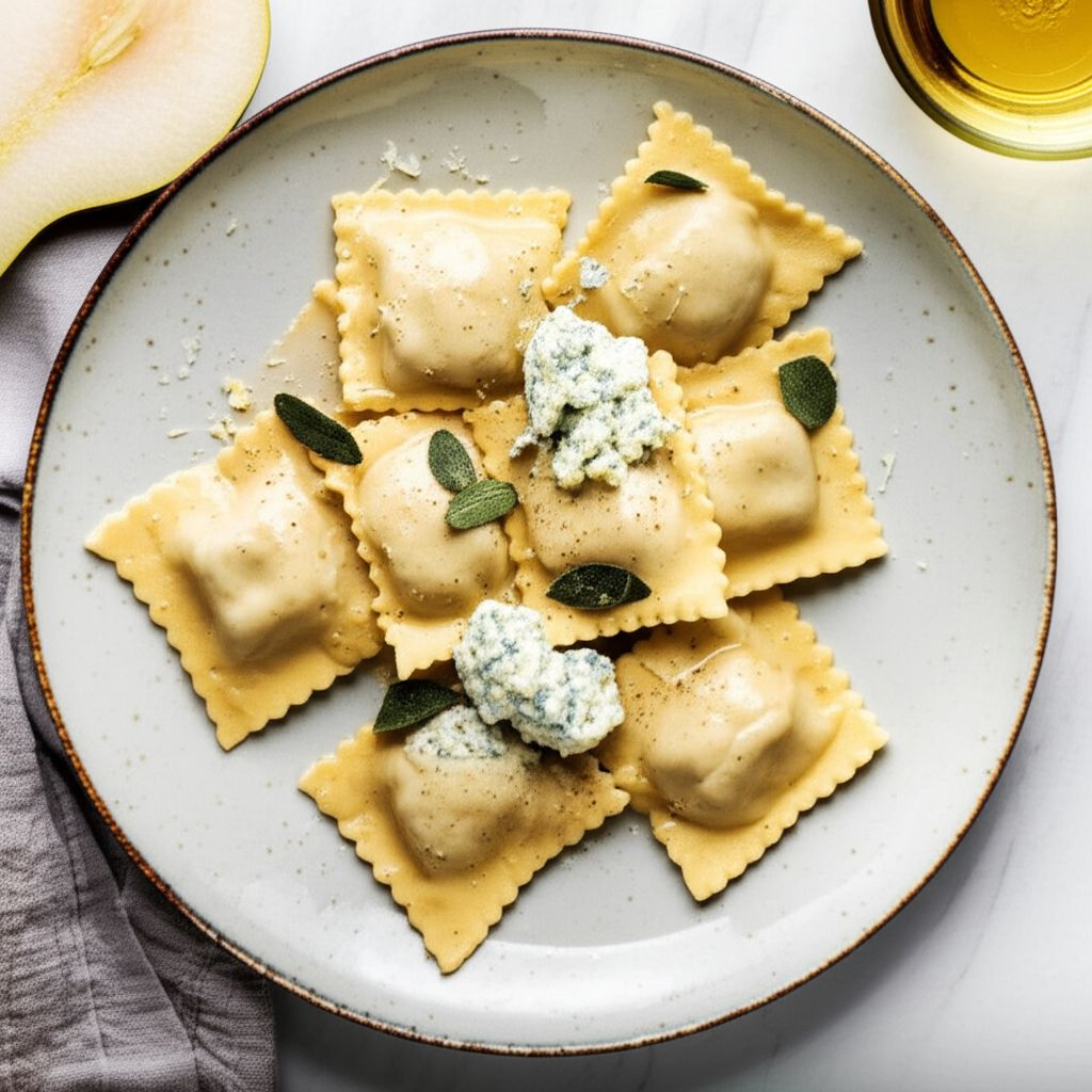 Homemade Pear and Gorgonzola Ravioli
