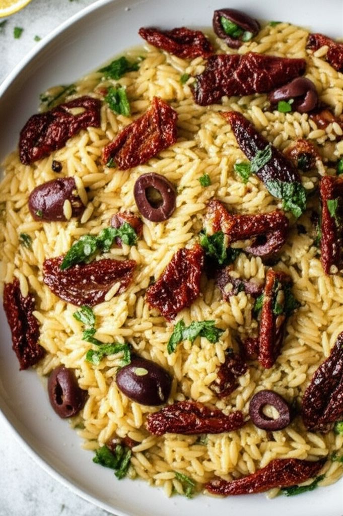 Orzo with Sun-Dried Tomatoes and Kalamata Olives