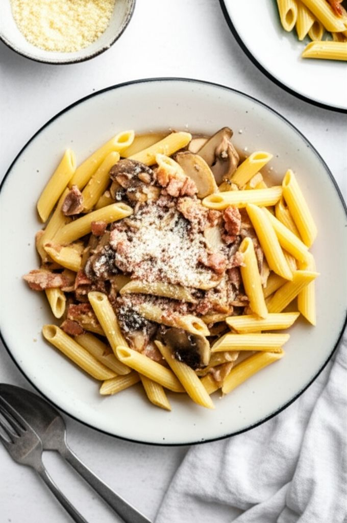 Penne with Pancetta and Mushrooms