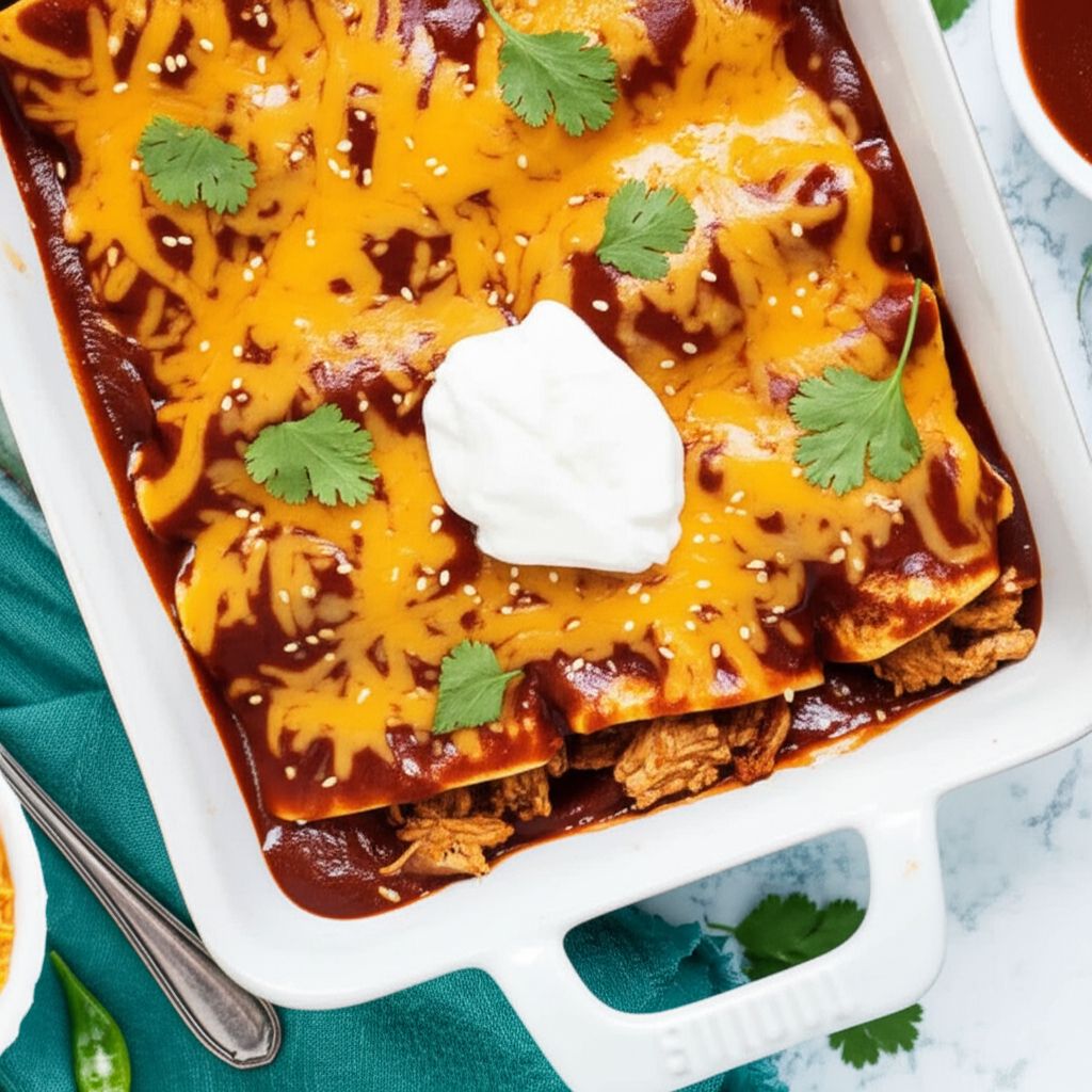 Spicy Chicken Enchiladas with Red Mole Sauce