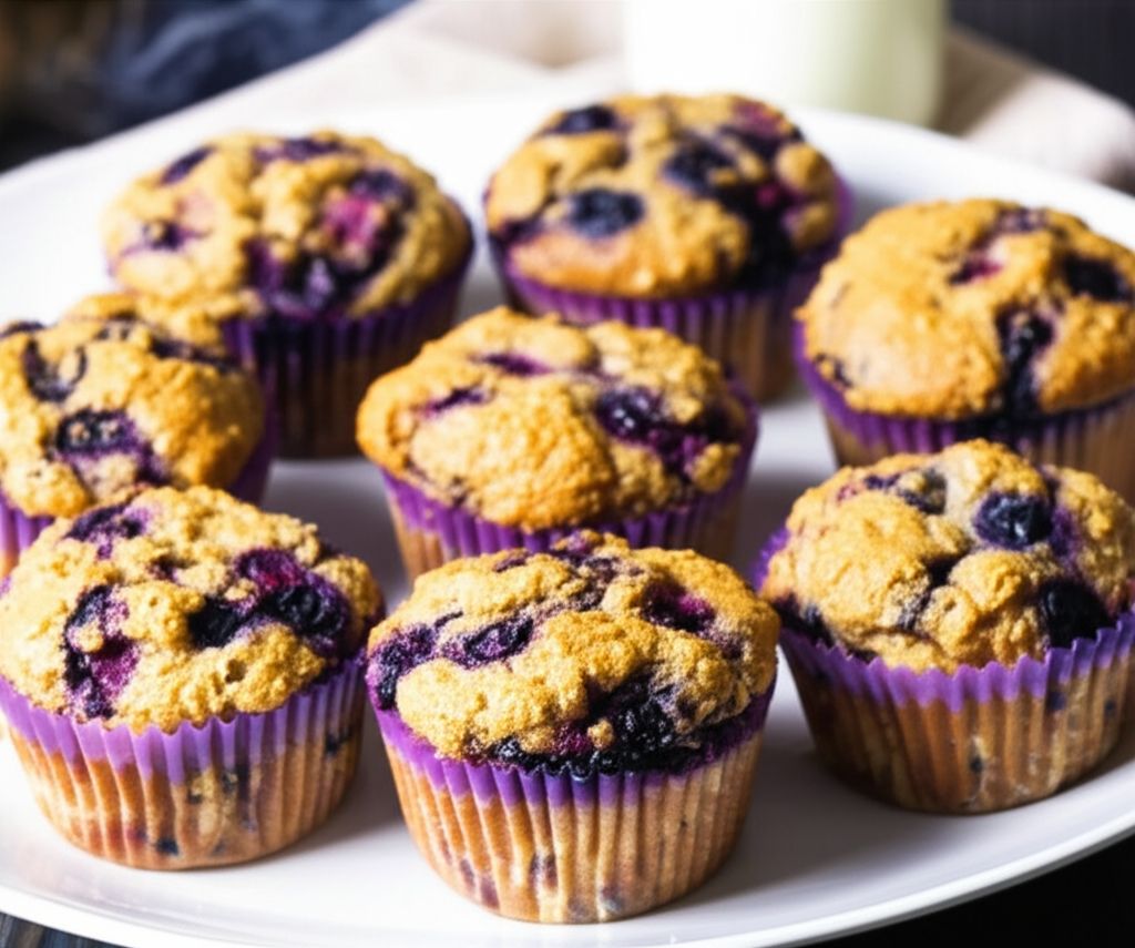Blueberry Oatmeal Chia Seed Muffins