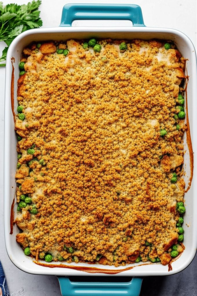 Chicken and Peas Au Gratin Casserole
