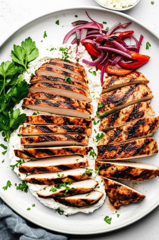 Grilled Greek Chicken Breasts with Whipped Feta