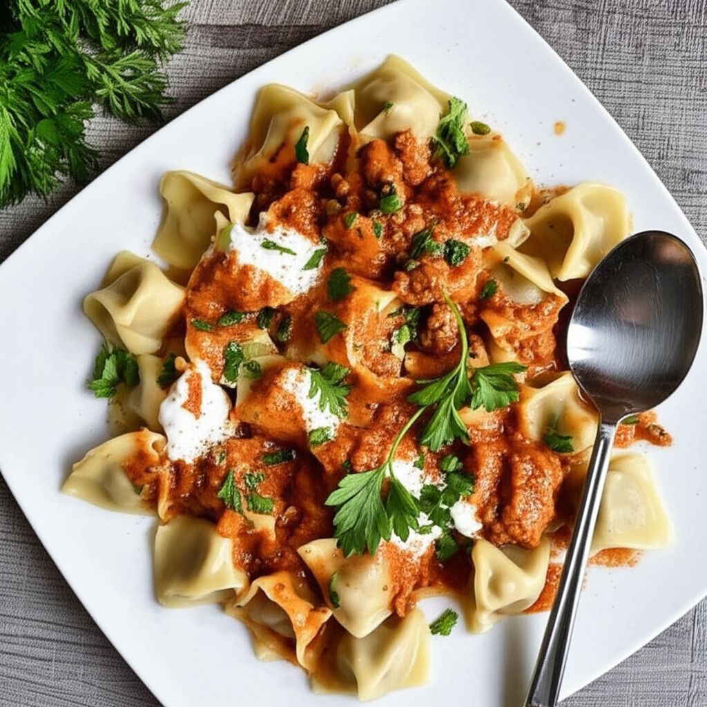 Manti (Turkish 'Ravioli' with Yogurt Sauce)