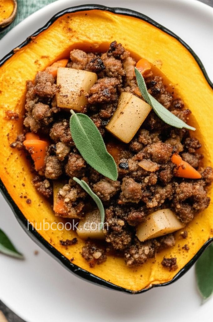 Sausage- and Pear-Stuffed Acorn Squash