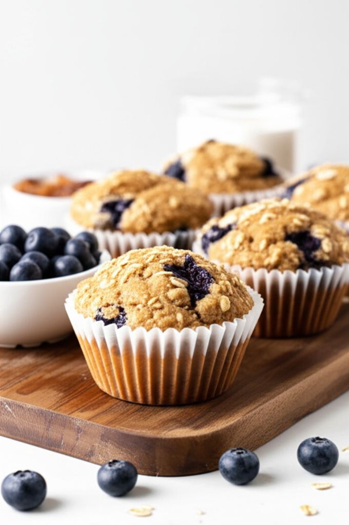 Vegan Blueberry and Banana Oatmeal Muffins