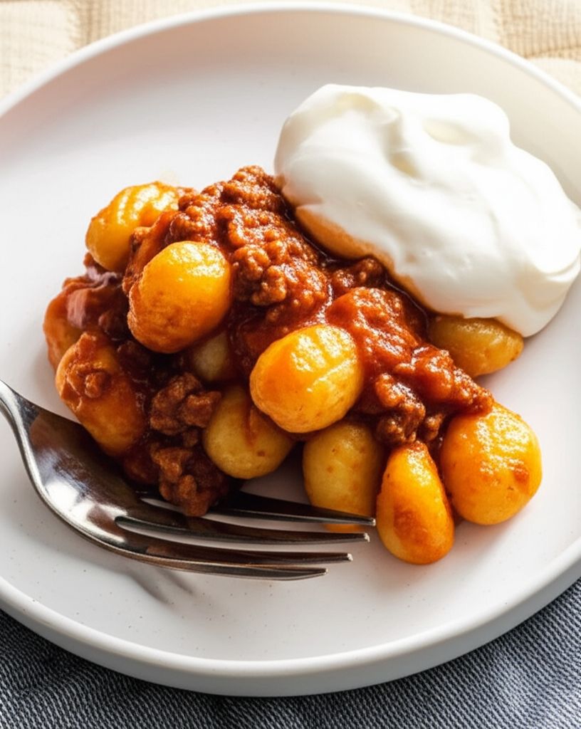 Baked Gnocchi with Ground Turkey and Marinara Sauce