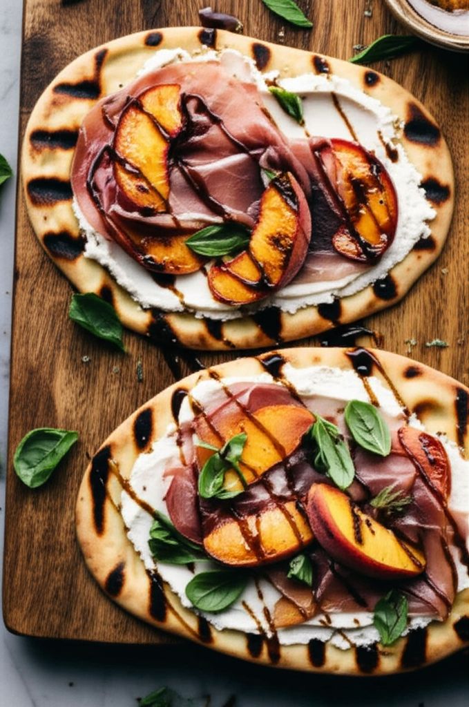 Grilled Prosciutto and Peach Flatbread Pizza