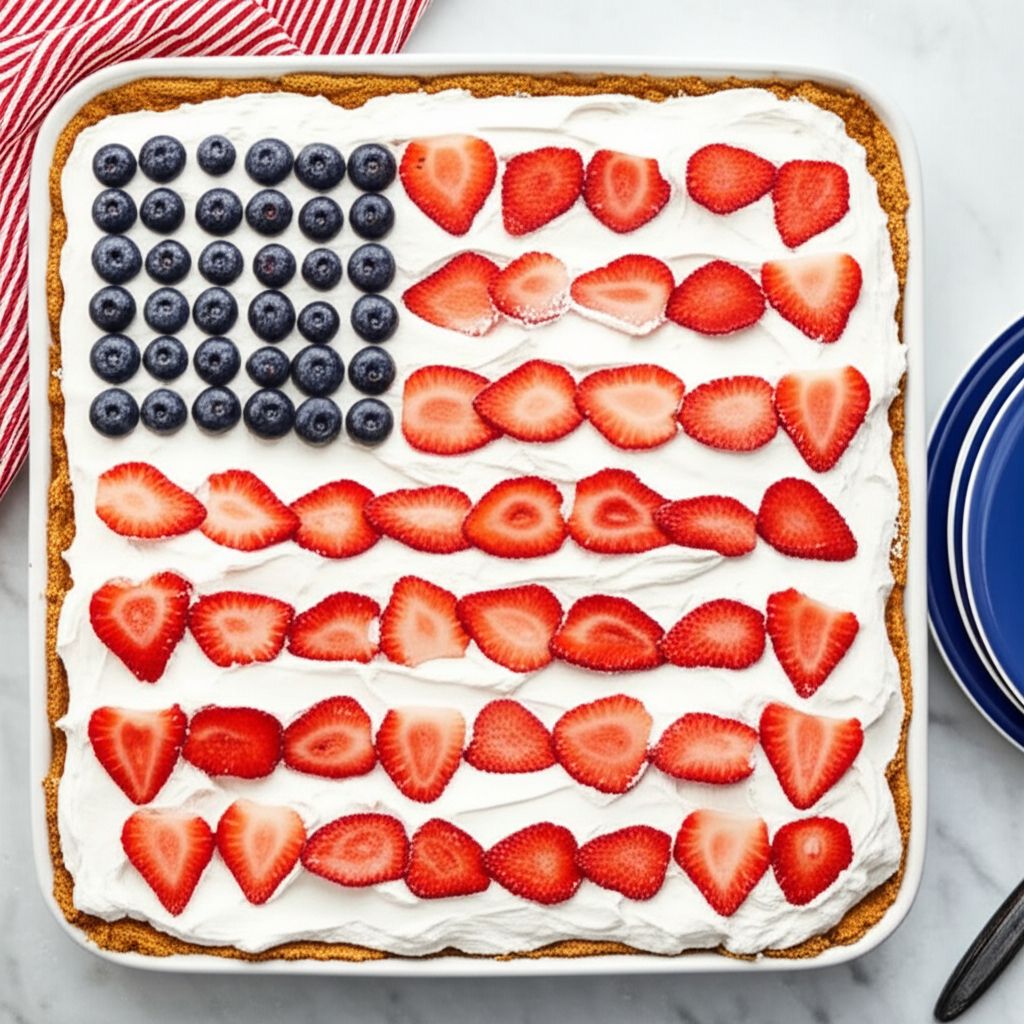 No-Bake Cheesecake Flag Cake