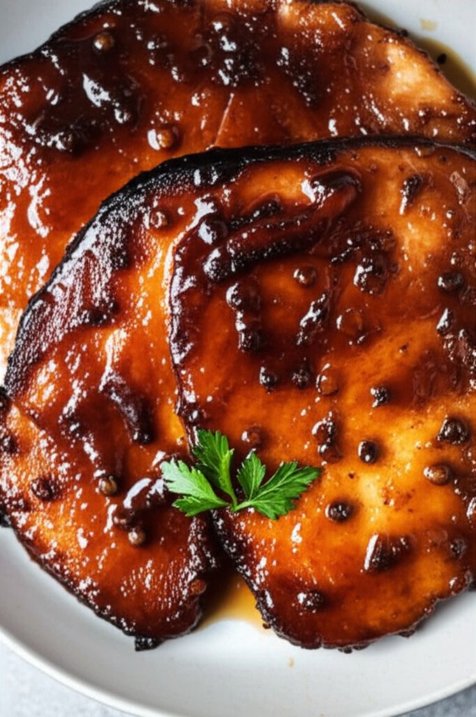 Easy Tasty Ham Steaks with Maple Glaze for Two