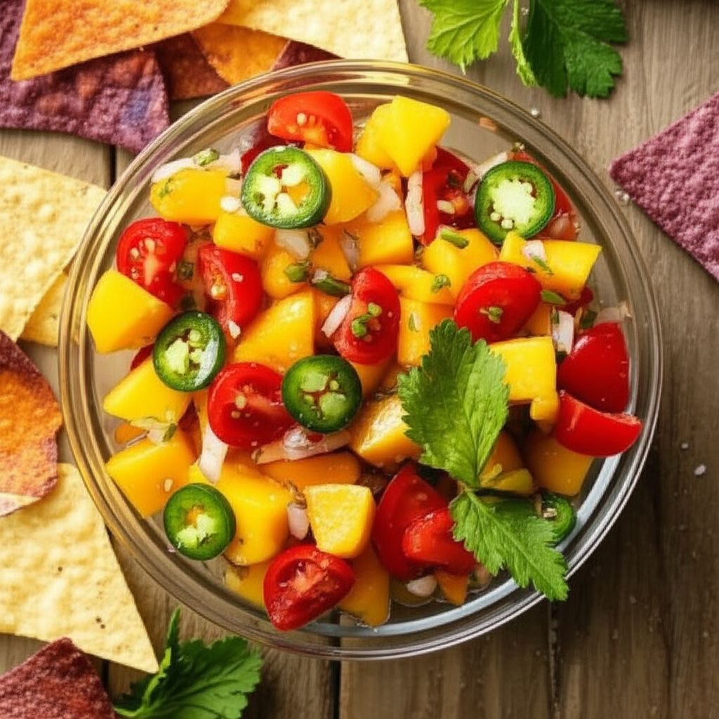 Fresh Peach Salsa with Tomato and Jalapenos