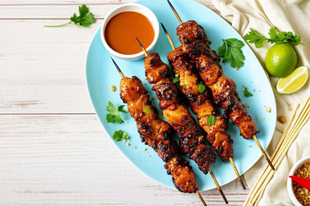 Indonesian Chicken Skewers with Peanut Sauce (Satay Ayam)