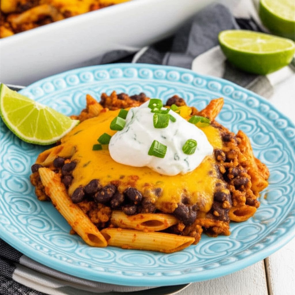 Mexican Bison Bake with Cilantro-Lime Cream