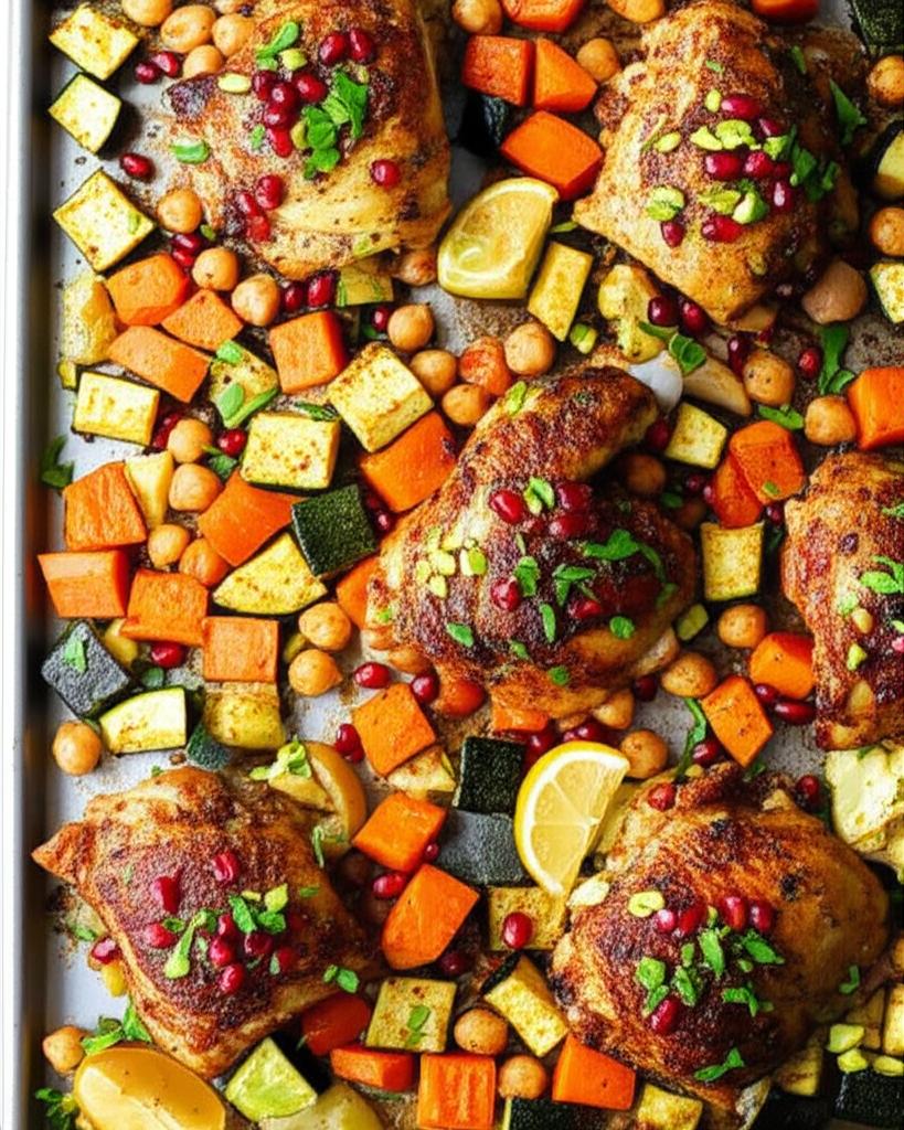 Moroccan Chicken Thigh Sheet Pan Dinner